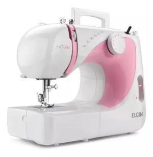 Máquina De Costura Elgin 14 Pontos Futura Jx-2040 Rosa Costura Jeans C/ Pedal Acessórios